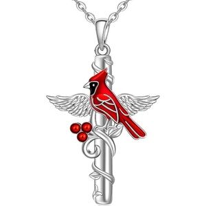 Angel Cardinal Cross Necklace Messenger from Heaven Memorial Jewelry